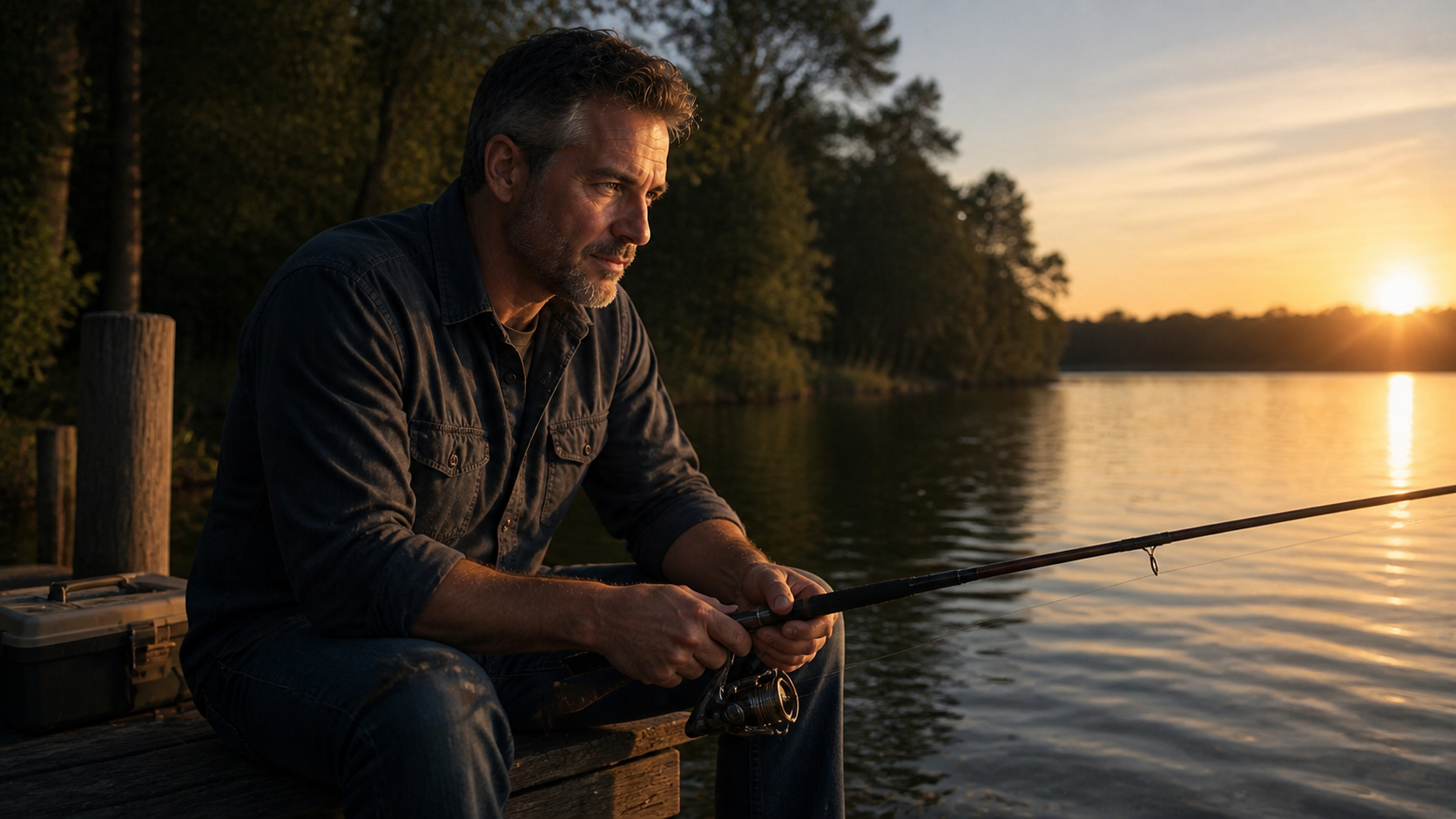 Contractor enjoying an evening fishing