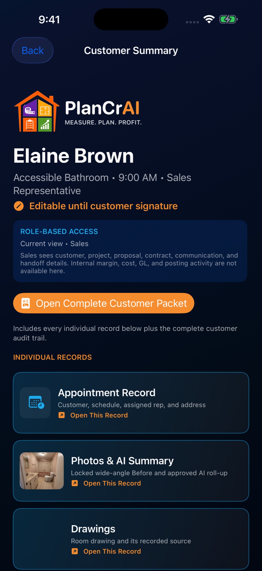 Sample Customer Summary screenshot; exact build 1461 not verified